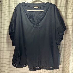 Soft Surroundings Black Bohemian style puff sleeved Ravenel Blouse size 3X